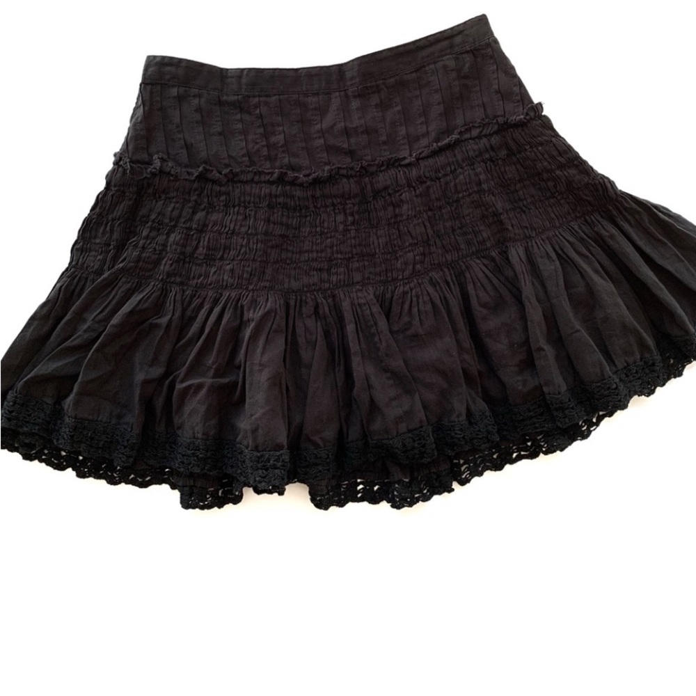 LoveShackFancy Black Lace Cotton Mini Skirt Womens Size 2